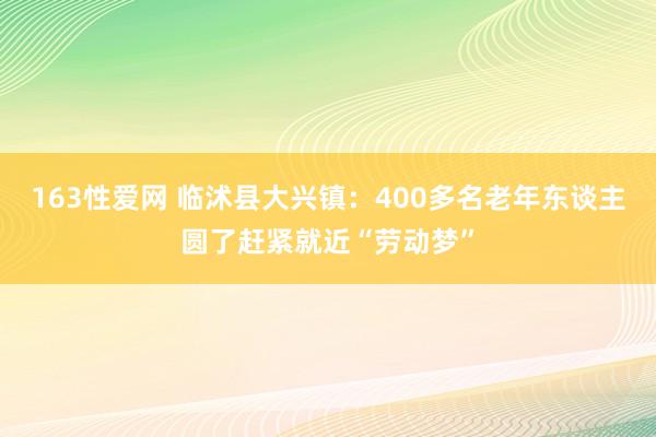 163性爱网 临沭县大兴镇：400多名老年东谈主圆了赶紧就近“劳动梦”