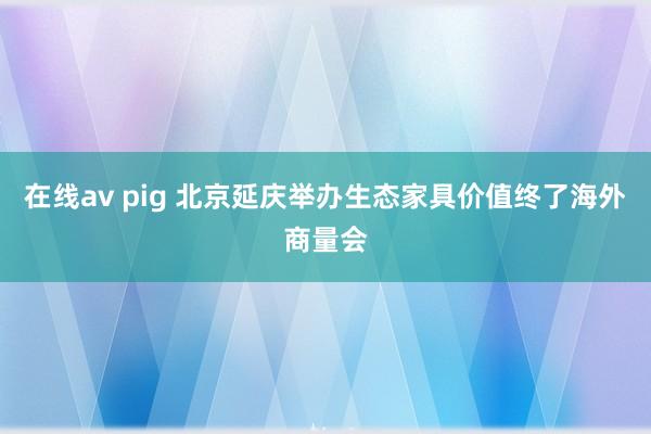 在线av pig 北京延庆举办生态家具价值终了海外商量会