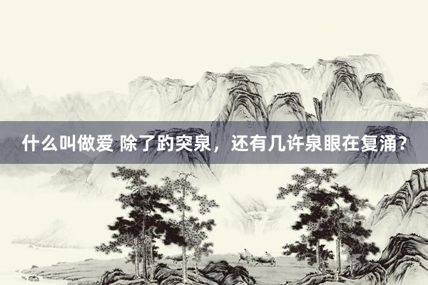 什么叫做爱 除了趵突泉，还有几许泉眼在复涌？
