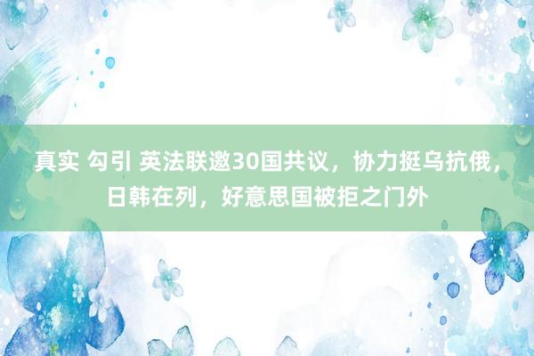 真实 勾引 英法联邀30国共议，协力挺乌抗俄，日韩在列，好意思国被拒之门外