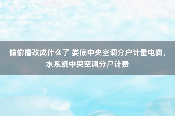 偷偷撸改成什么了 娄底中央空调分户计量电费，水系统中央空调分户计费