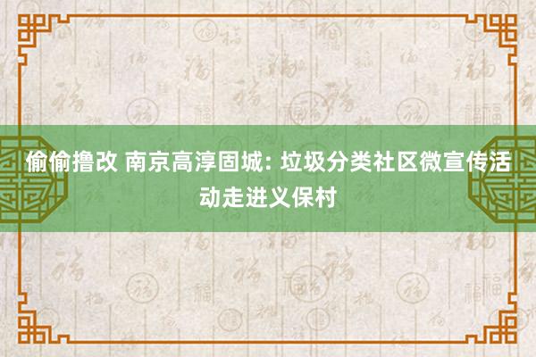 偷偷撸改 南京高淳固城: 垃圾分类社区微宣传活动走进义保村