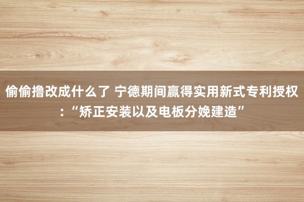 偷偷撸改成什么了 宁德期间赢得实用新式专利授权: “矫正安装以及电板分娩建造”