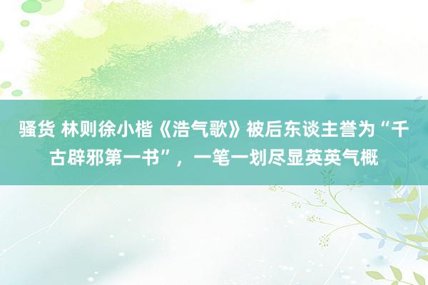 骚货 林则徐小楷《浩气歌》被后东谈主誉为“千古辟邪第一书”，一笔一划尽显英英气概