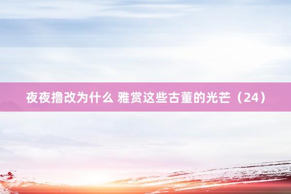 夜夜撸改为什么 雅赏这些古董的光芒（24）