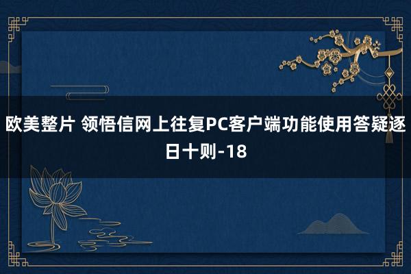 欧美整片 领悟信网上往复PC客户端功能使用答疑逐日十则-18