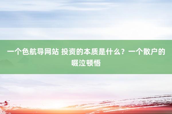 一个色航导网站 投资的本质是什么？一个散户的啜泣顿悟